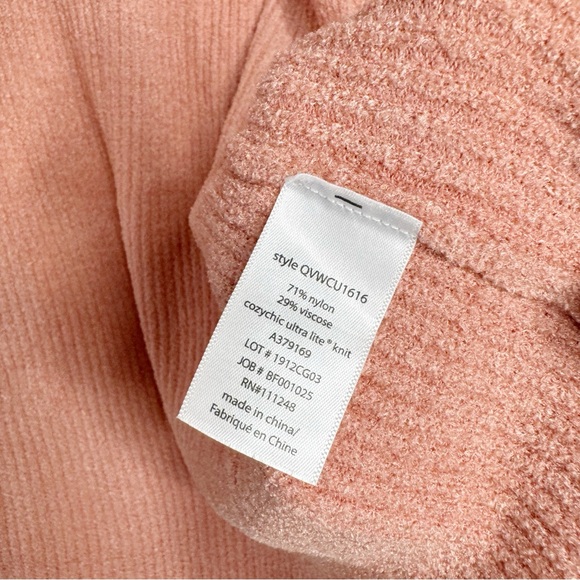 Barefoot Dreams CozyChic Ultra Lite Hooded Cardi Coral Pink Small - Picture 4 of 6